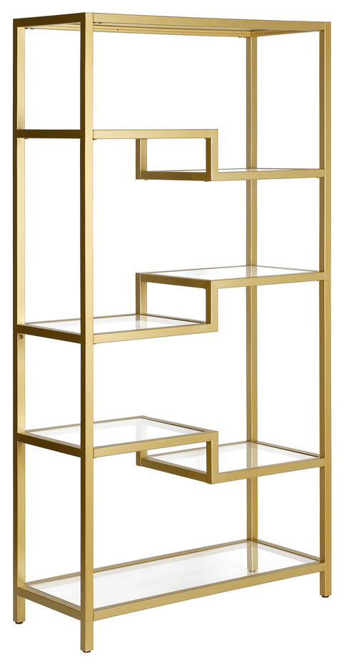68 quotGold Metal And Glass Seven Tier Etagere Bookcase   Bookcases   by HomeRoots  Houzz