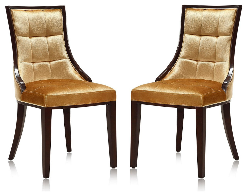 Fifth Avenue Faux Leather Dining Chair  Set of 2  Cream/Walnut   Transitional   Dining Chairs   by Kolibri Decor  Houzz