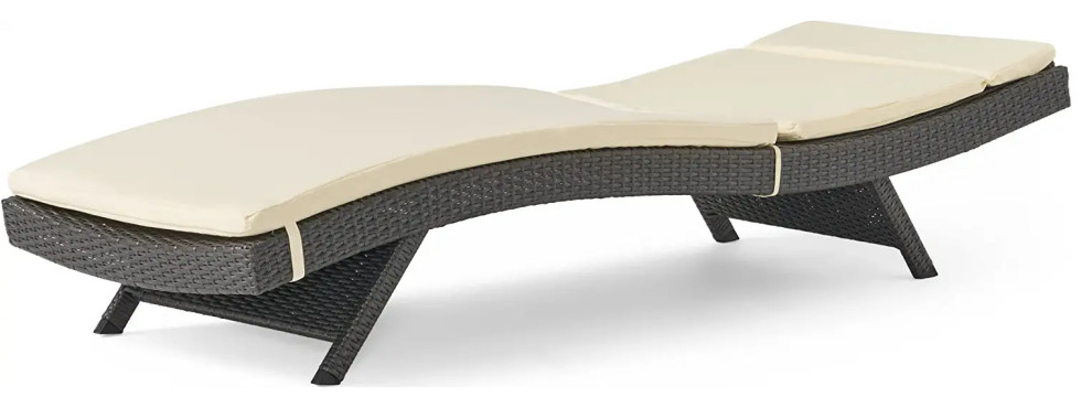 Outdoor Chaise Lounge  Curved Aluminum Frame With Wicker Cover  ampCushioned Seat   Tropical   Outdoor Chaise Lounges   by Decor Love  Houzz