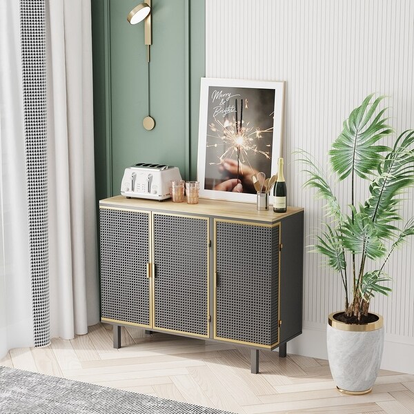 3 Doors Modern Sideboard， Freestanding Entryway Floor Cabinet