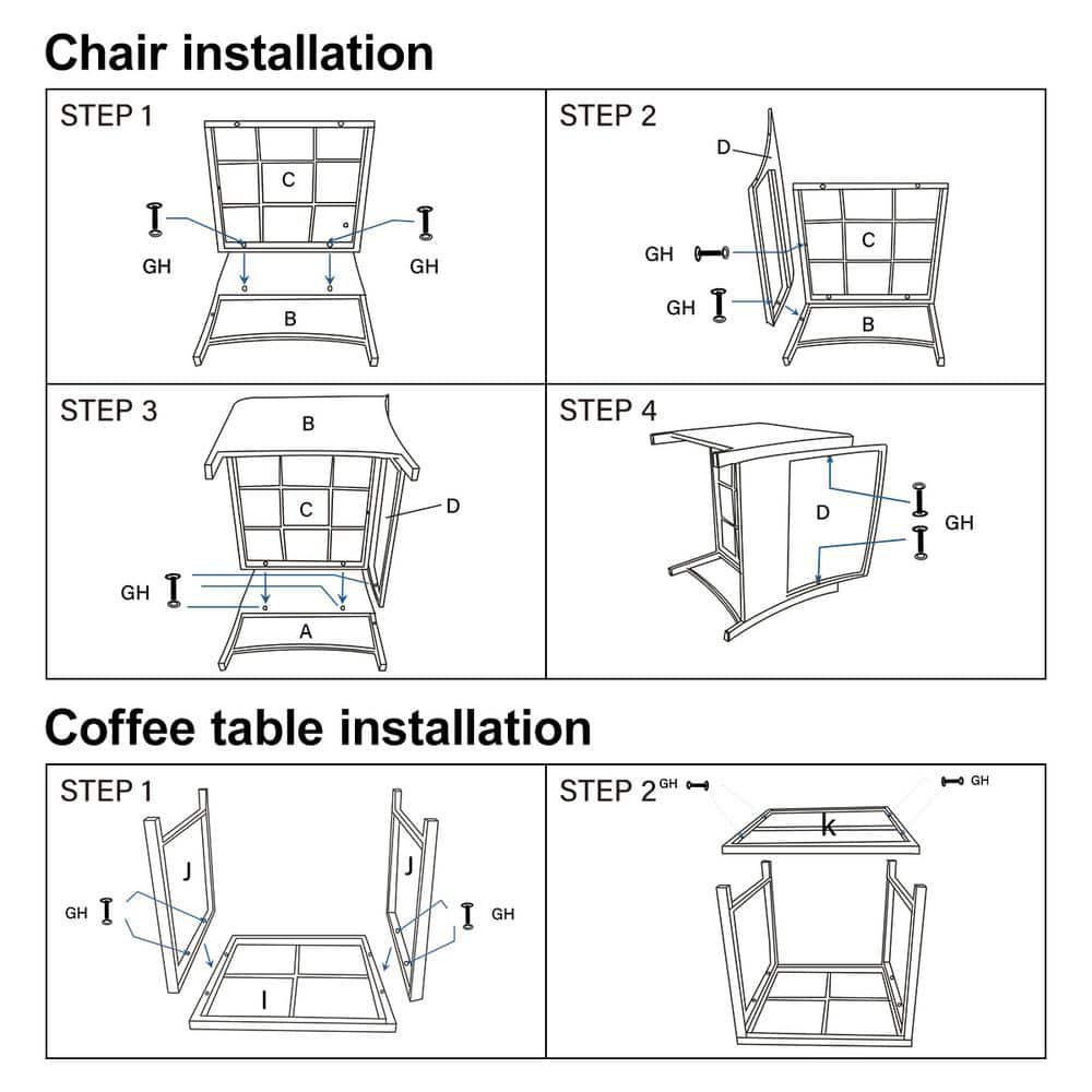 PamaPic 5Pieces Wicker Patio Furniture Set Outdoor Patio Chairs with Ottomans Gray Cushions