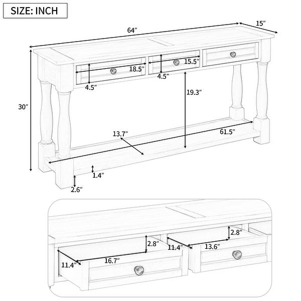 Classic Solid Wood Console Table 64