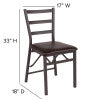 Flash Furniture HERCULES Series Brown Folding Ladder Back Metal Chair with Brown Vinyl Seat