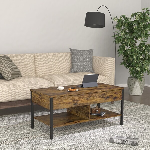 Living Room Lift Top Coffee Table with Hidden Storage - 2 Colors