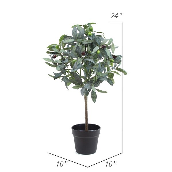 The Mod Greenhouse Faux Green Olive Tree in a Black Matte Planter Pot