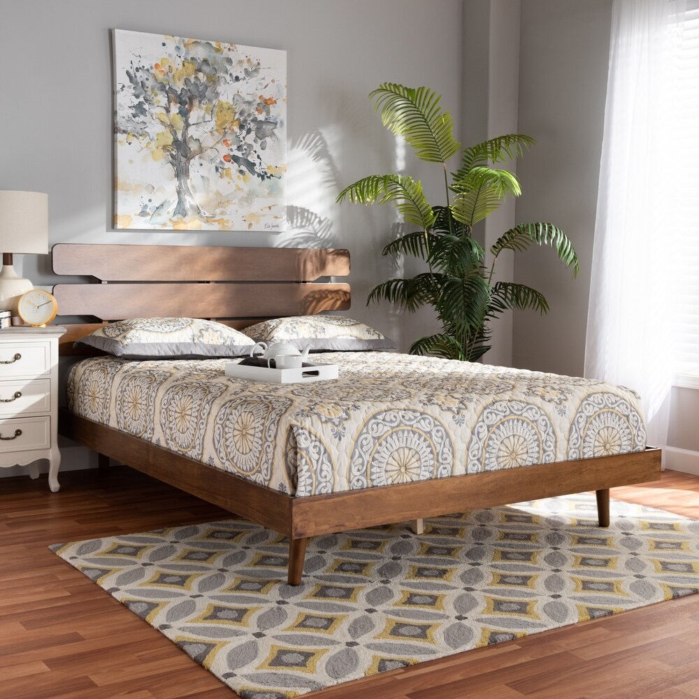 Anzia Mid Century Modern Wood Platform bed