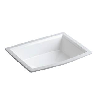 KOHLER Archer 19-78 in. Rectangle Undermount Bathroom Sink in White with Overflow Drain K-R2355-0