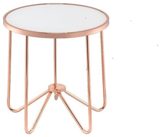 22 quotRose Gold And Clear Glass Round End Table   Contemporary   Side Tables And End Tables   by HomeRoots  Houzz