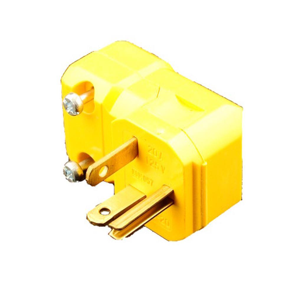 Leviton 20 Amp 125-Volt Python Straight Blade Angle Grounding Plug Yellow 5356-VA