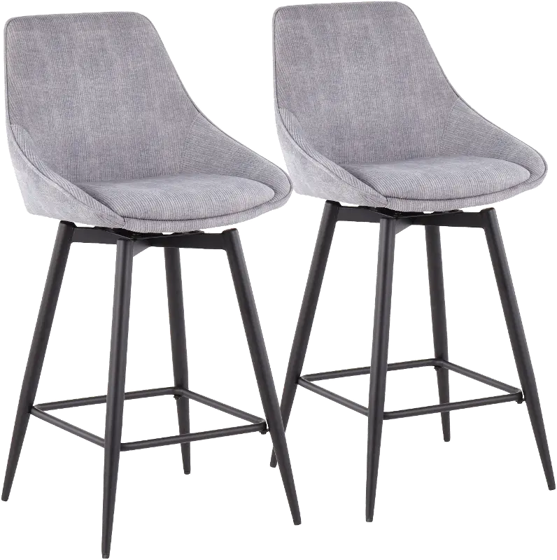 Diana Gray Corduroy Swiveling Counter Stools， Set of 2