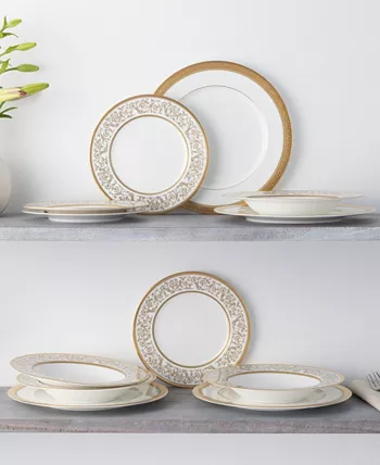 Noritake Summit Gold Set of 4 Dinner Plates Service For 4