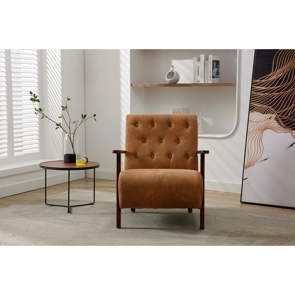 Wood Frame Living Room Accent Chair Modern Armchair Lounge Chair Sofa Removable Cushion Seat Arm Chairs， Coffee