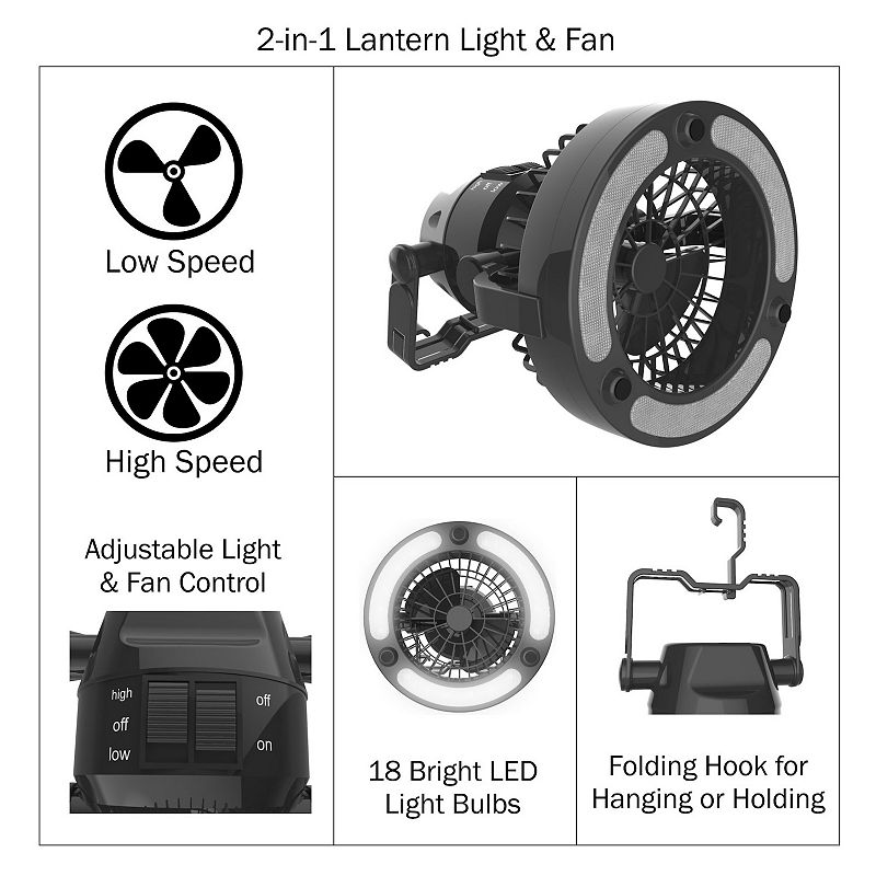 Stalwart 2-in-1 LED Lantern and Fan