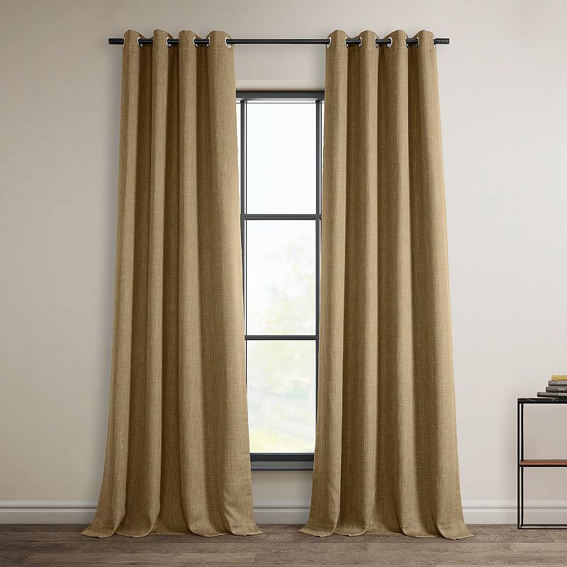 EFF Faux Linen Grommet Room Darkening Window Curtain