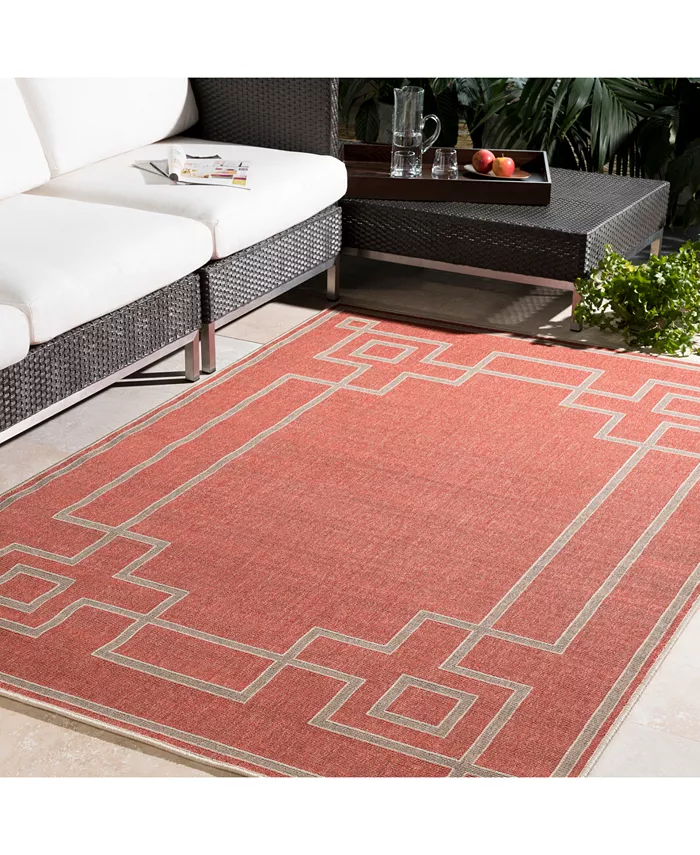 Surya Alfresco ALF-9631 Rust 7'3 Square Area Rug Indoor Outdoor