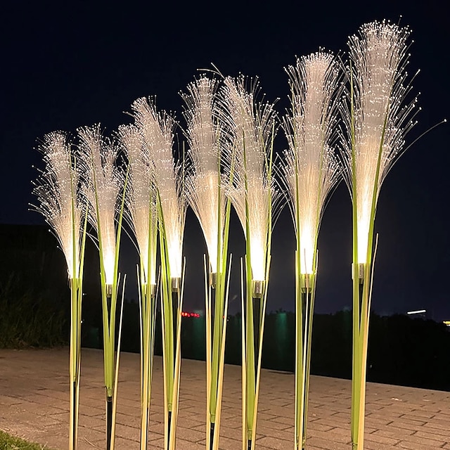 2pcs Solar Pathway Garden Light Outdoor Waterproof LED Bulrush Optical Fiber Light Garden Villa Pathway Decoration Courtyard Walkway Solar Landscape Lights