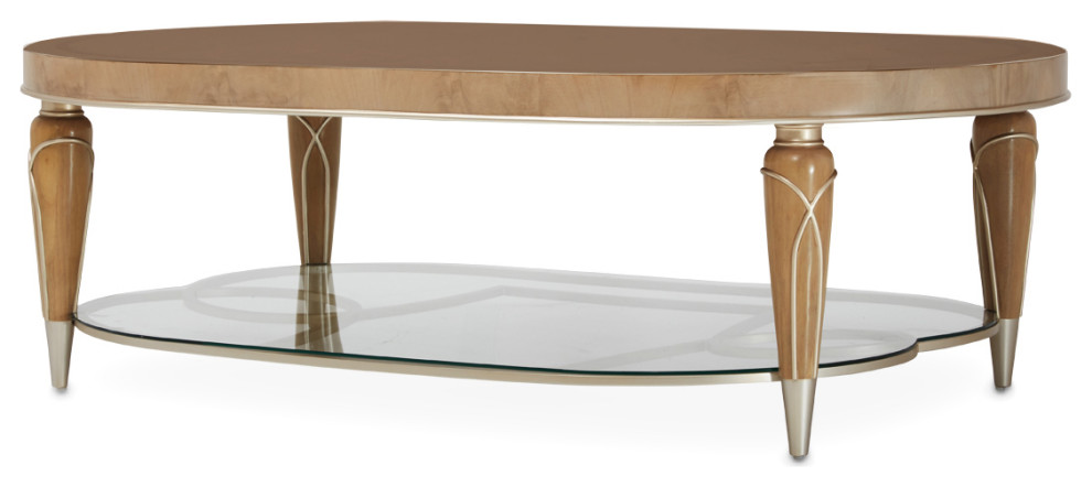 Villa Cherie Oval Cocktail Table   Caramel   Midcentury   Coffee Tables   by Michael Amini  Houzz