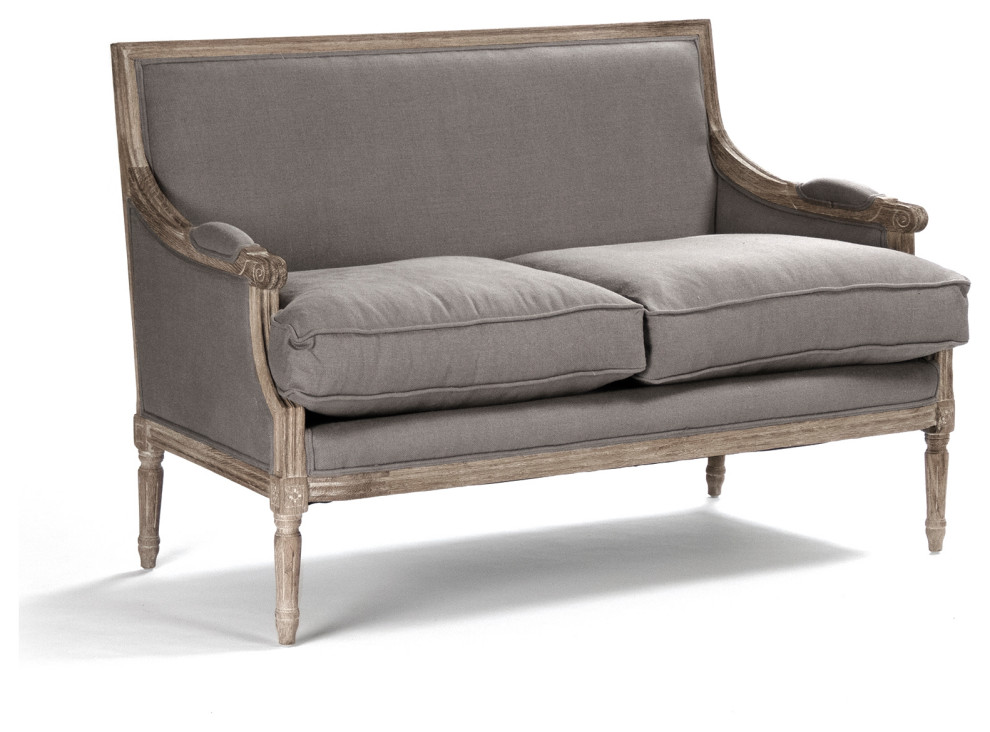 Louis Settee  Gray Linen   French Country   Loveseats   by Zentique  Inc.  Houzz