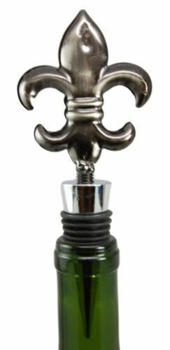 1 Fleur De Lis Royal Emblem Kitchen Wine Bottle Topper Stopper Metal Rubber Cork EBR02