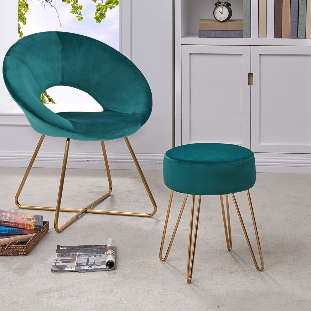 Golden Hairpin Legs Vanity Stool   Midcentury   Vanity Stools And Benches   by Duhome inc  Houzz