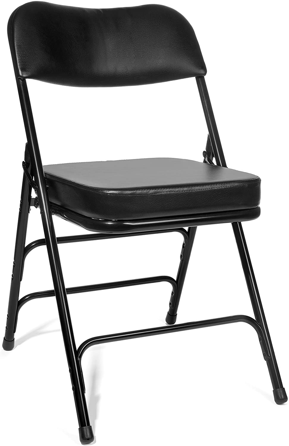 Series Vinyl Upholstered Folding Chair (2 General) - Heavy Duty Ultra Padded 2" Thick Padded General and Back  Triple Braced - Quad Hinging  300 lb Tested (Black)