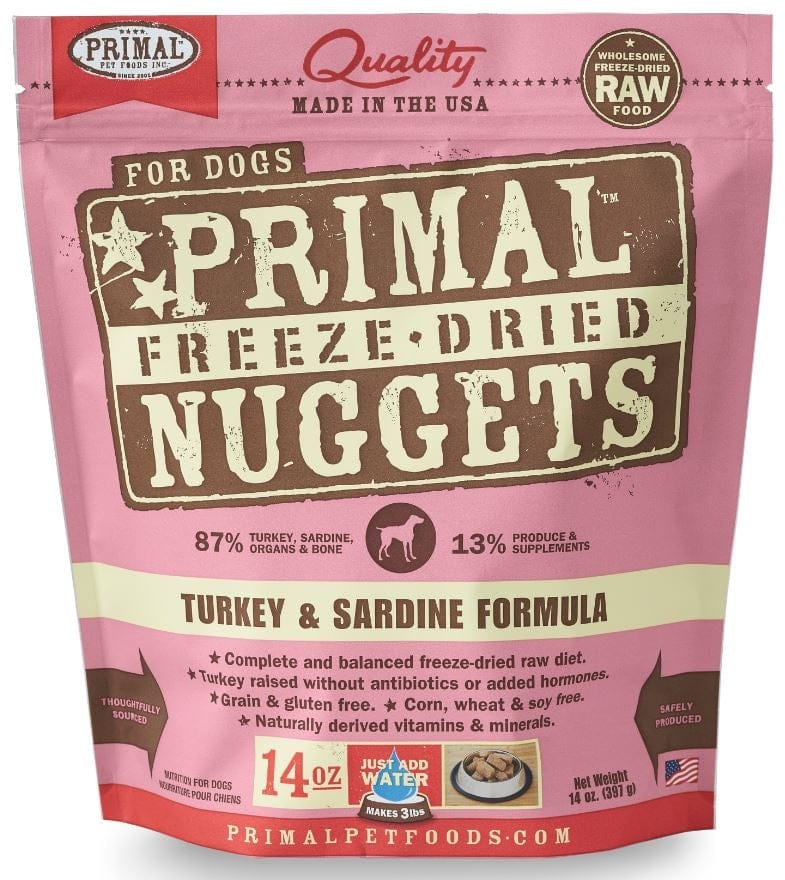 Primal Freeze Dried Nuggets Grain Free Turkey and Sardine Formula Dog