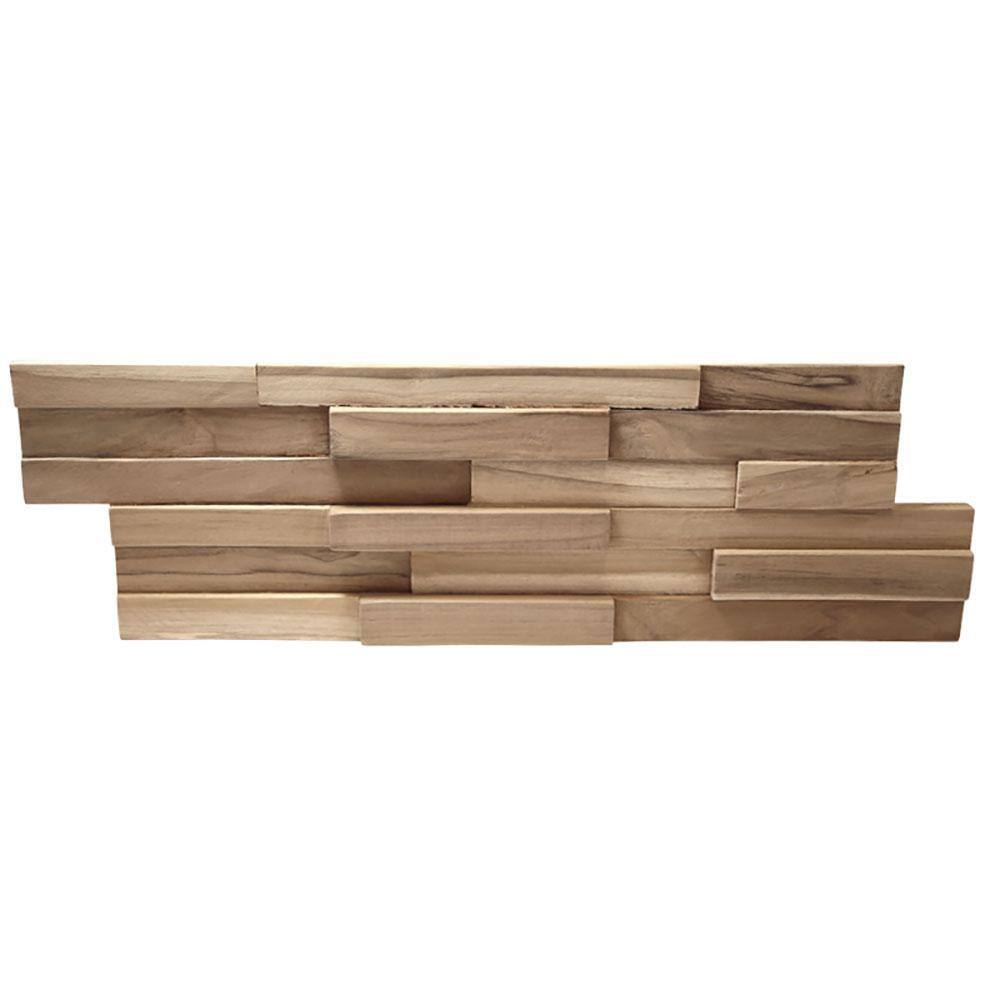 WALL!SUPPLY 0.79 in. x 7.09 in. x 19.49 in UltraWood Teak Firenze Jointless Z-shape Interlocking (10-Pack) 22760111