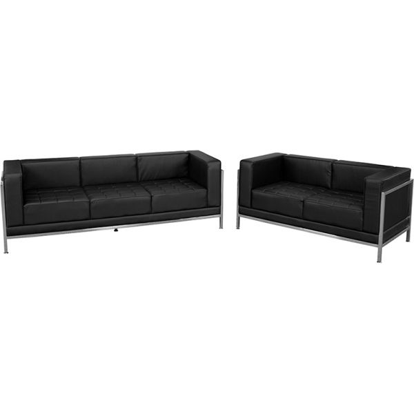 HERCULES Imagination Series Black LeatherSoft Sofa and Loveseat Set