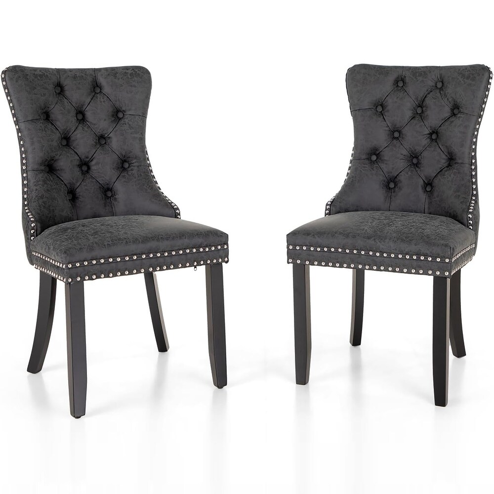 Faux Leather Dining Chairs Set of 2  Upholstered Chairs for Kitchen   Dining Room