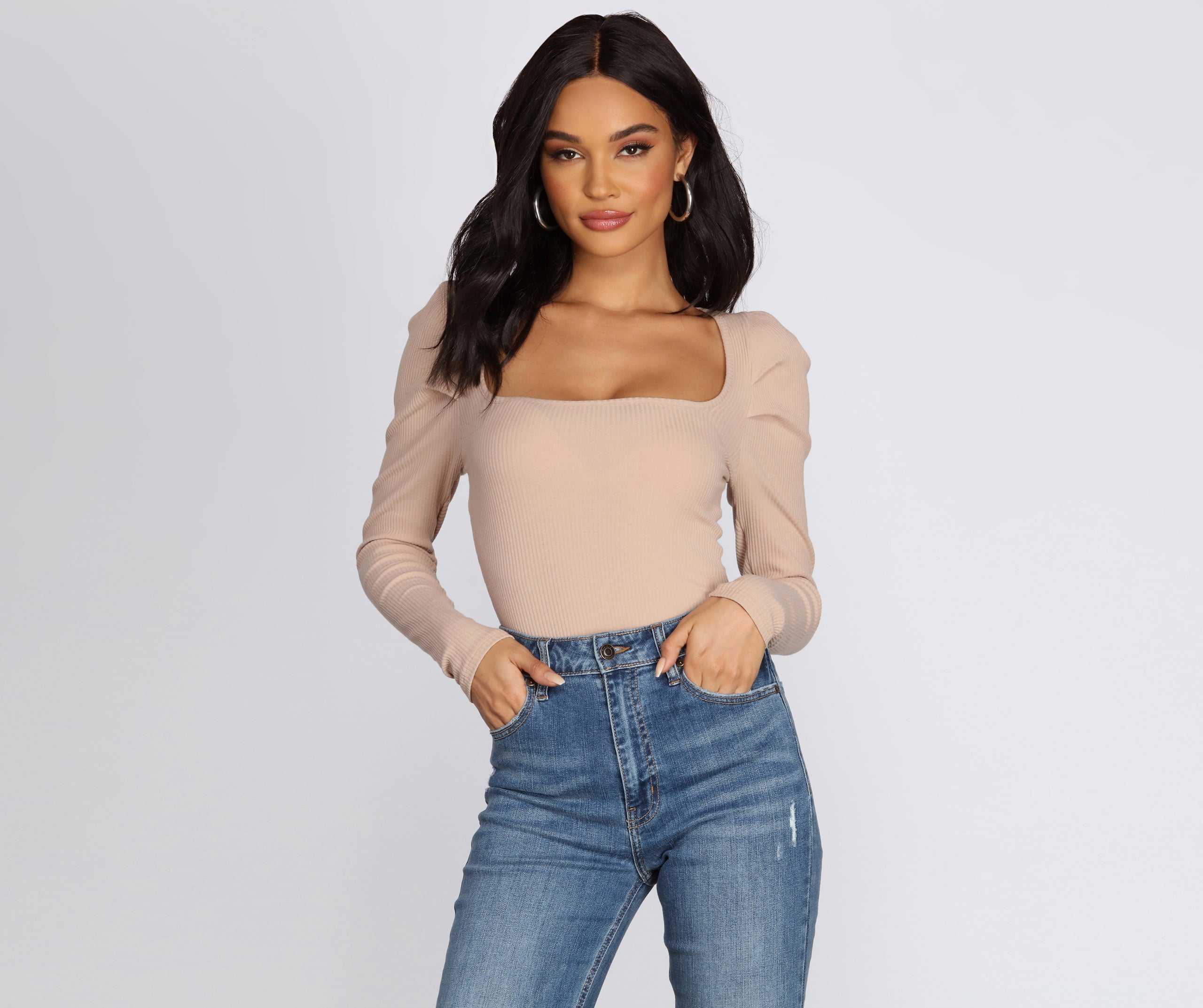 Pleated Puff Sleeve Bodysuit