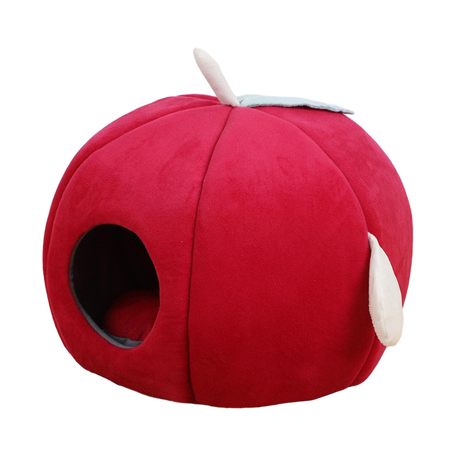 Indoor Lovely Cat Nest Comfortable Warm Soft Pet Tent Cave Bed For Cats Red M