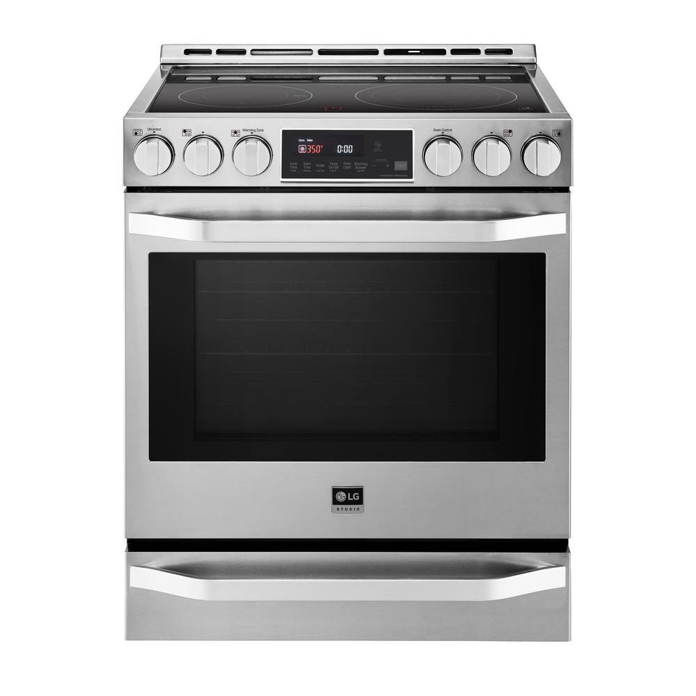 LG STUDIO 30 in. 6.3 cu. ft. Smart Slide-In Electric Range with ProBake Convection Oven and Self-Clean in. Stainless Steel LSSE3027ST