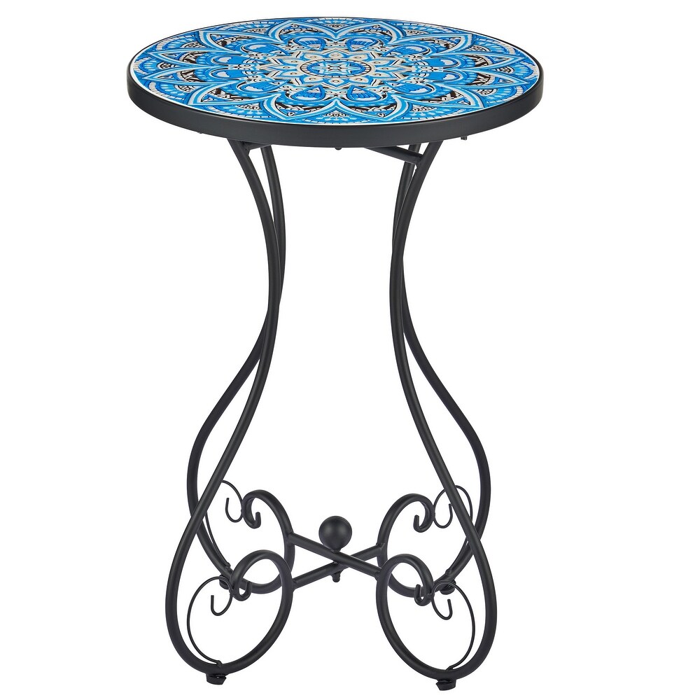 CO Z Mosaic Outdoor Mosaic Tile Side Table and Plant Stand