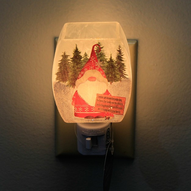 Stony Creek Gnomes W red Hats Night Light One Nightlight 4 75 Inches Electric Christmas Winter Pines Glass Multicolored