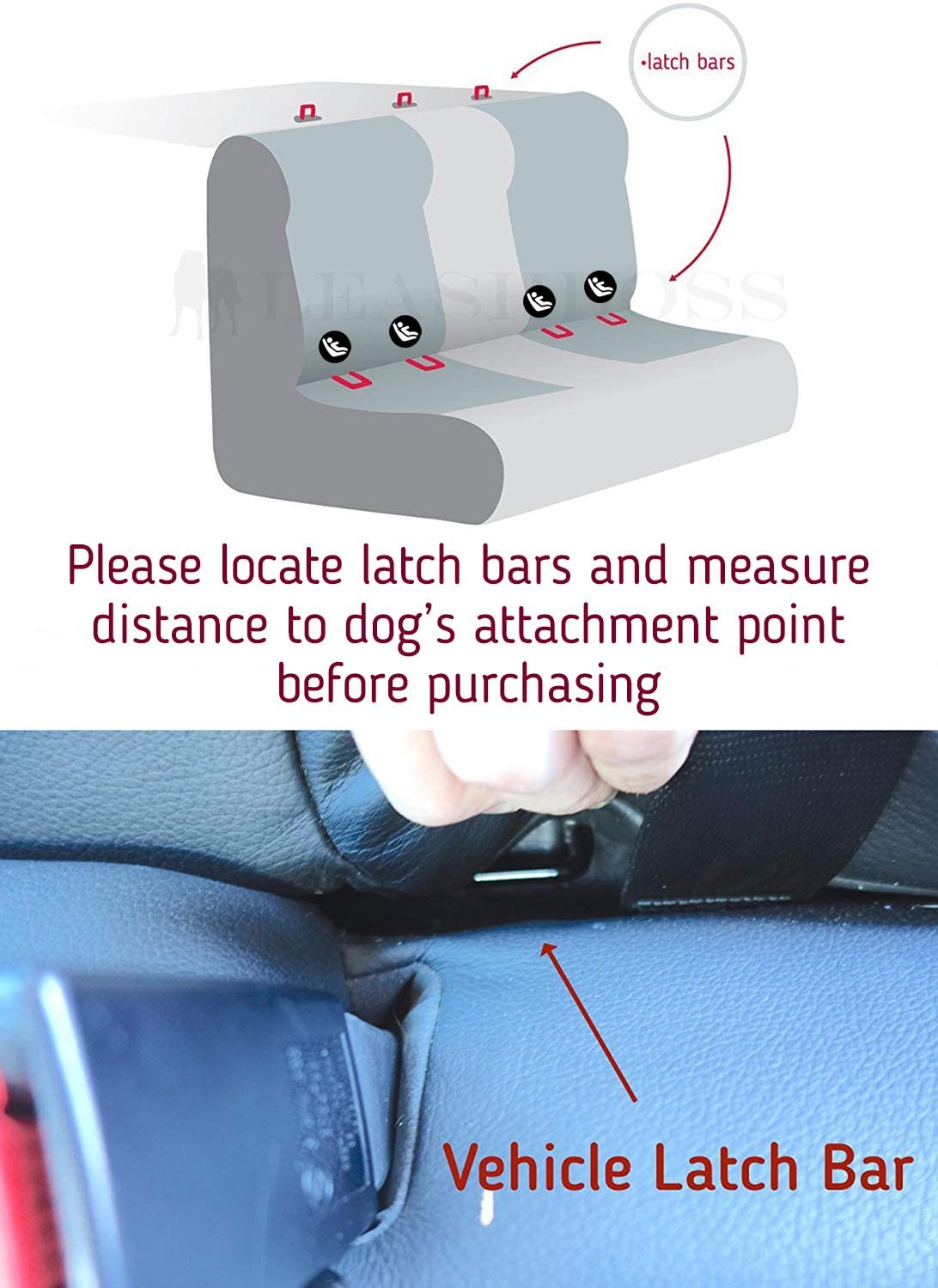 Leash Boss Dog Car Seat Belt Restraint - No-Chew Heavy Duty Car Seatbelt for Pets - Coated Steel Rope to Prevent Chewing | 16