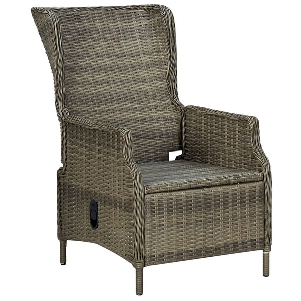 vidaXL Reclining Patio Chair with Footstool Poly Rattan Brown