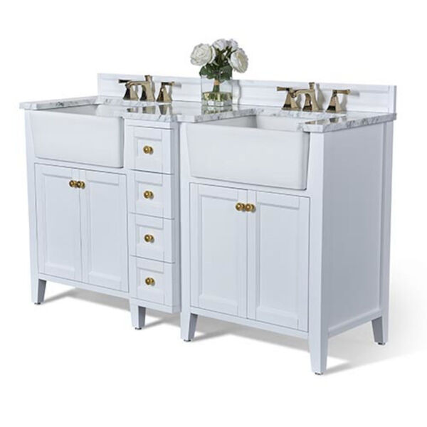 Adeline White 60-Inch Vanity Console with Farmhouse Sinks