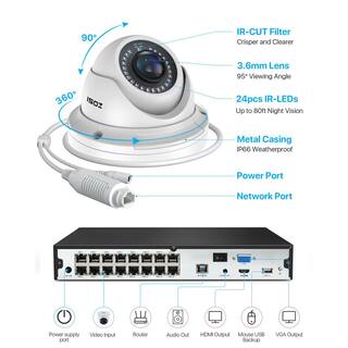 ZOSI 4K POE 16-Channel 3TB Hard Drive NVR Security Camera System with 8 Wired 5MP Outdoor IP Dome Cameras 16DK-4285W8-30-US-A2