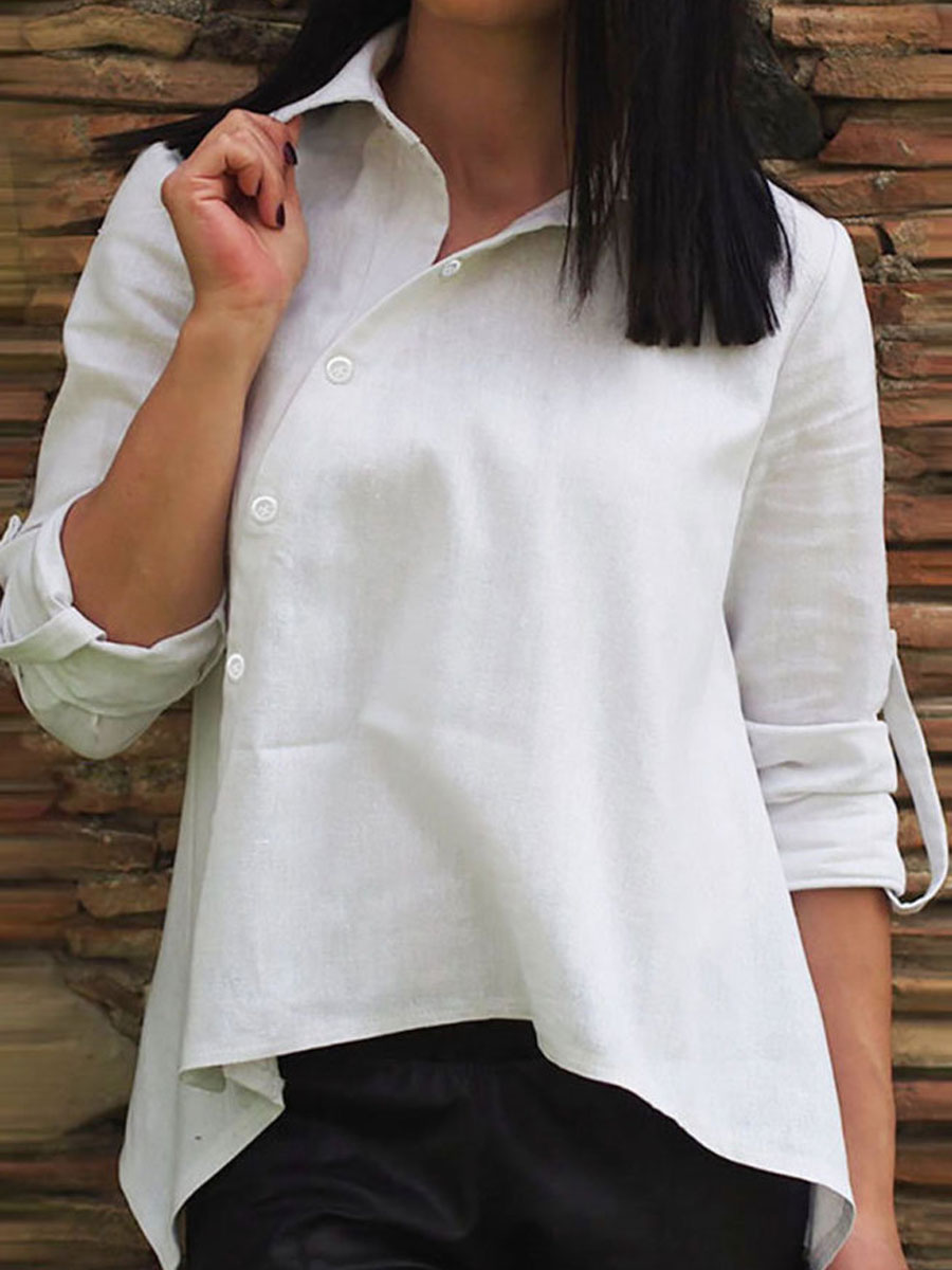 Casual Loose Solid Color Long-sleeved Blouse