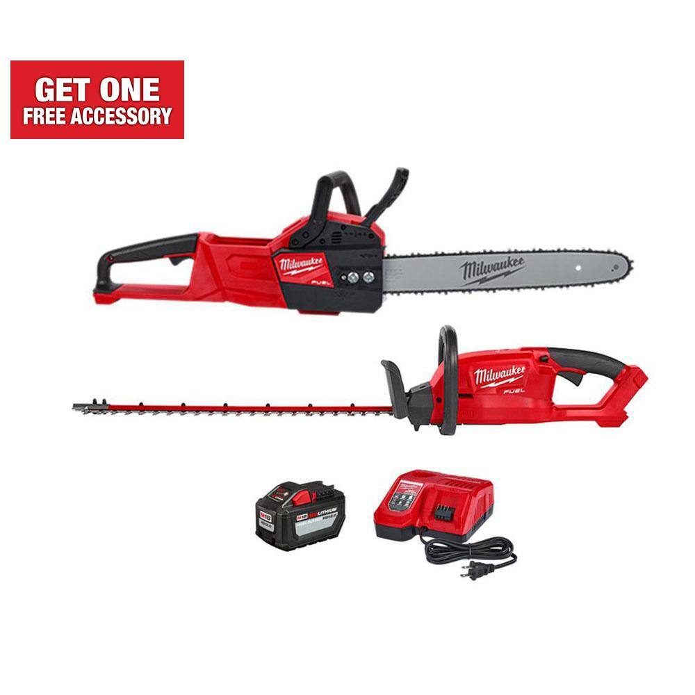 MW M18 FUEL 16 in. 18-Volt Lithium-Ion  Brushless Battery Chainsaw wM18 FUEL Hedge Trimmer Combo Kit(2-Tool) 2727-21HD-2726-20