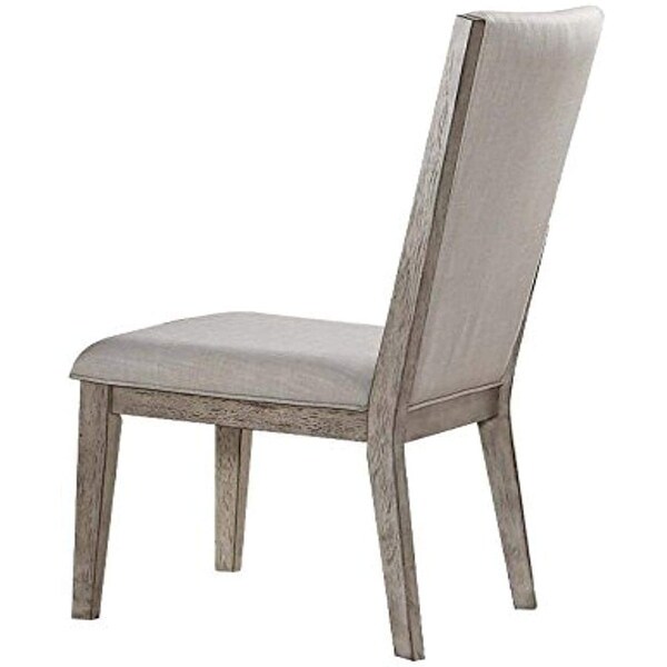 Rocky Side Chair (Set-2) in Fabric and Gray Oak， Padded Seat and Back