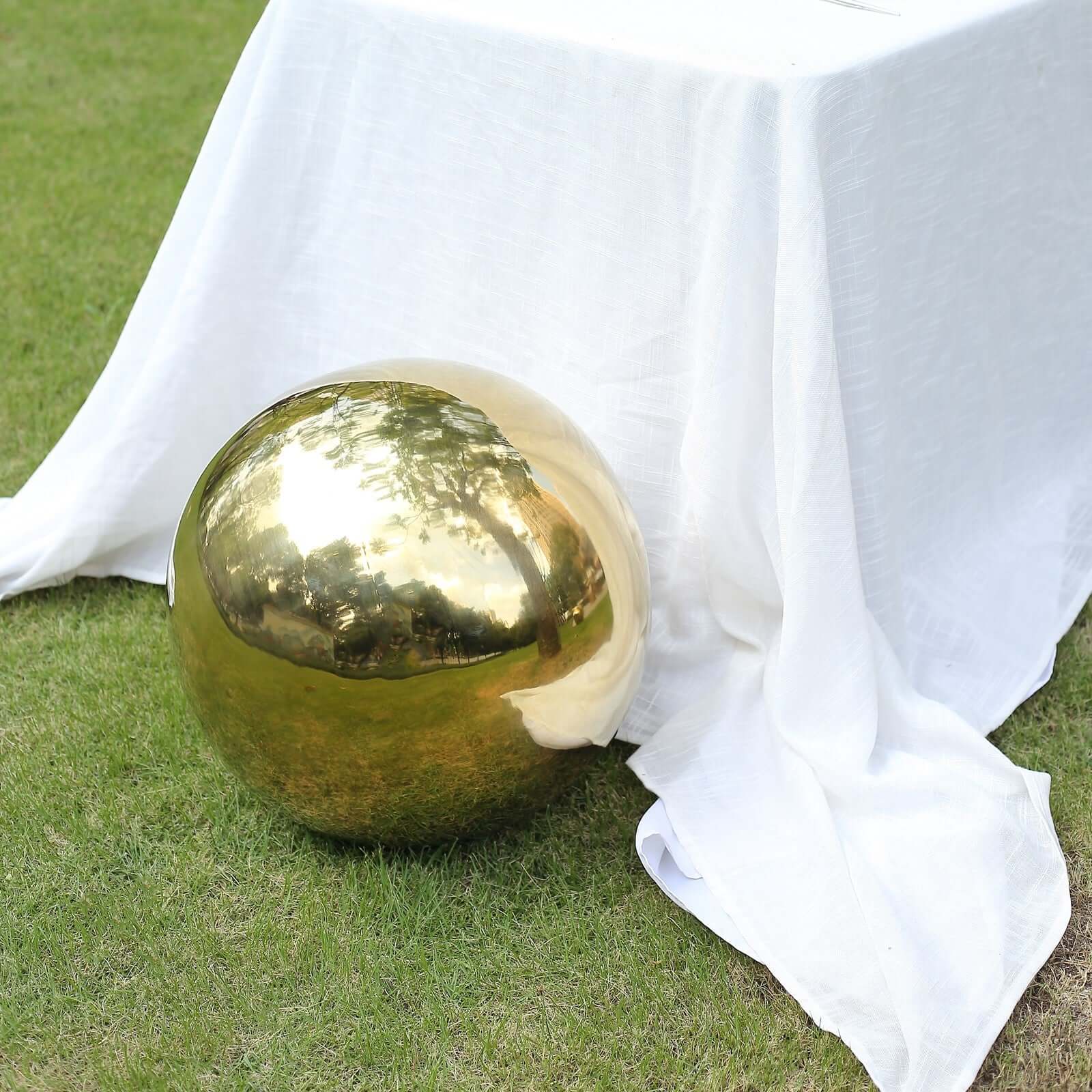 Gold Stainless Steel Gazing Globe Mirror Ball, Reflective Shiny Hollow Garden Sphere - 20