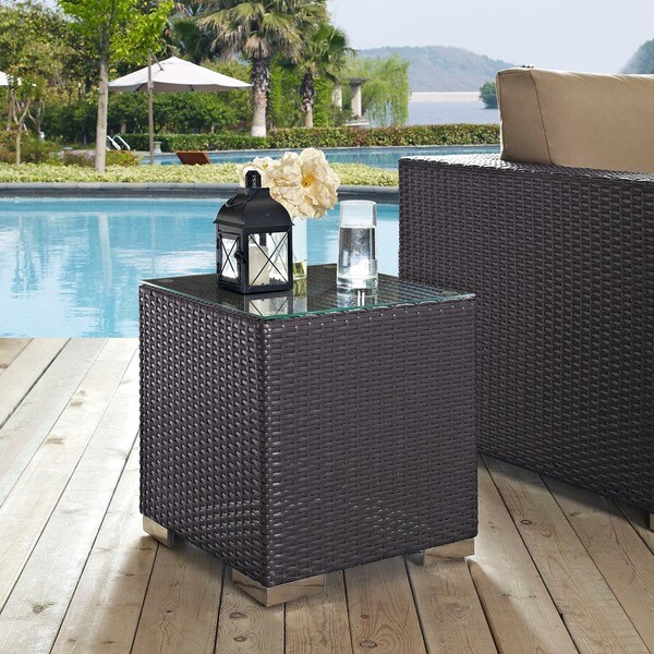 Bocabec Outdoor Patio Rattan Weave Side Table by Havenside Home