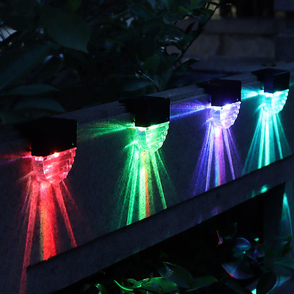 Led Solar Warm Light Multicolour 2 In 1 Waterproof Lamp Fence Lamp Step Lamp Landscape Lamp 4 Pieces Each Package 2 Led Ip55