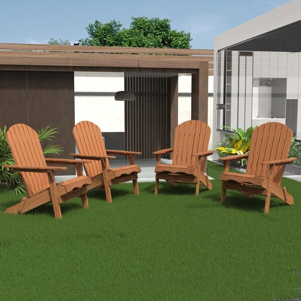 Set of 4 Outdoor Garden Solid Wood Folding Lounge Adirondack Chairs