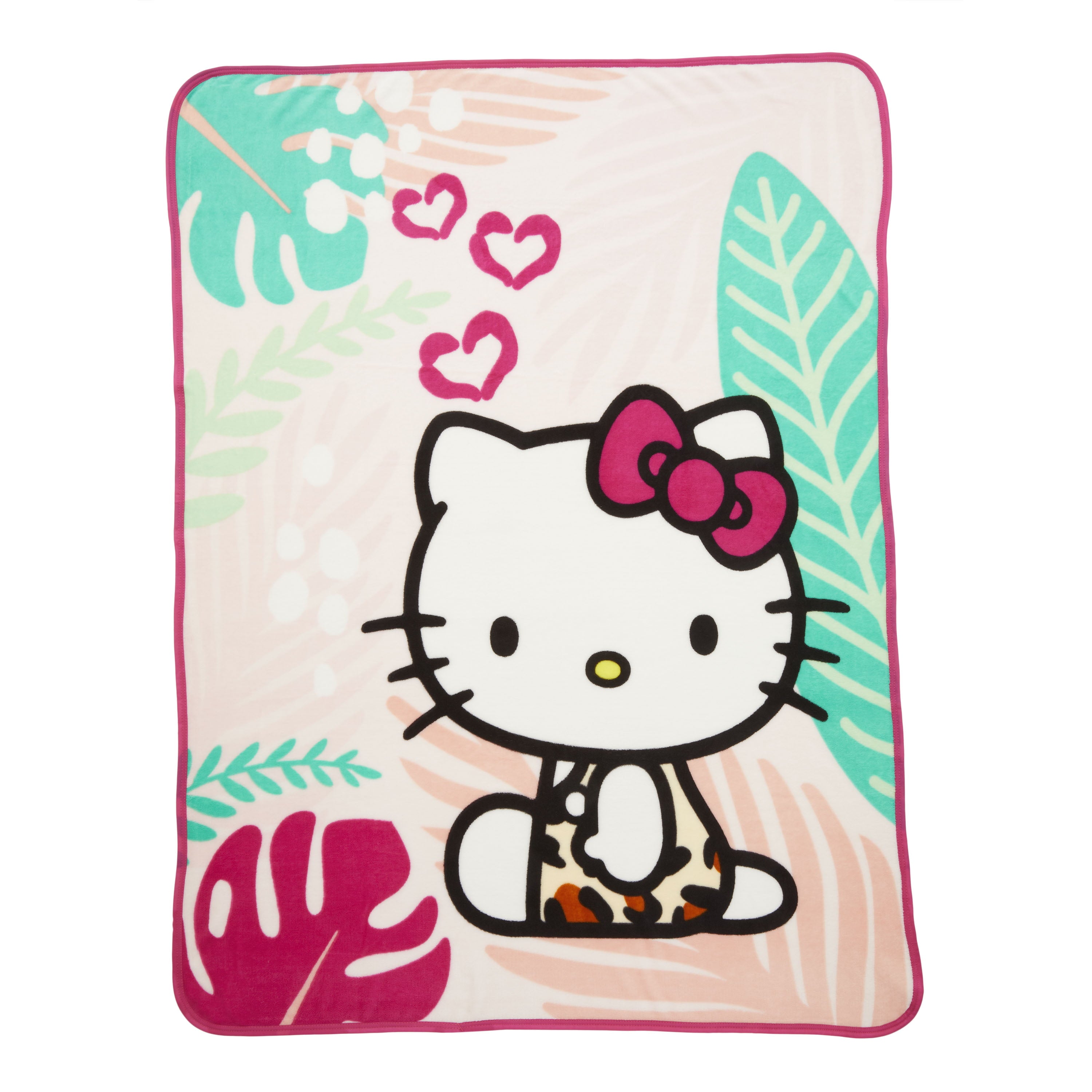 Hello Kitty Kids Fleece Throw Blanket， 46 x 60， Pink， Sanrio