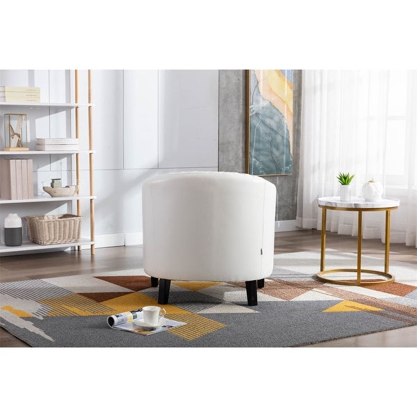 Accent Barrel Chair Living Room Chair with Nailheads and Solid Wood Legs white Pu Leather