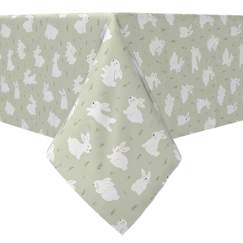 Rectangular Tablecloth， 100% Cotton， Bunnies in the Grass