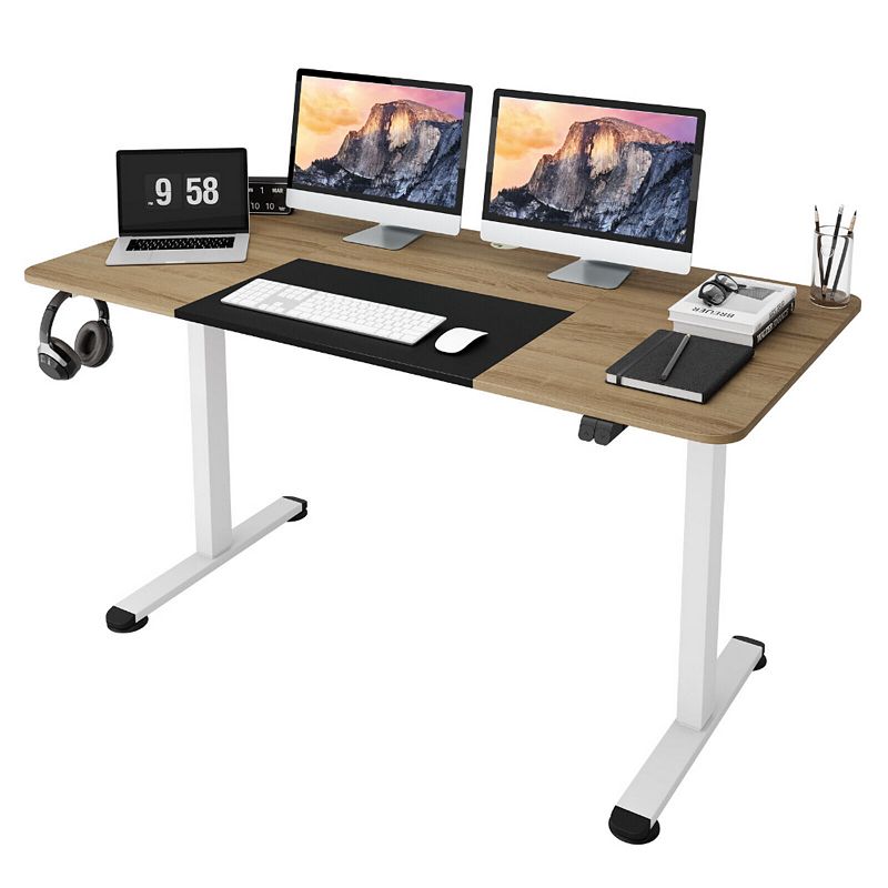 55 Inch Electric Height Adjustable Office Desk with Hook