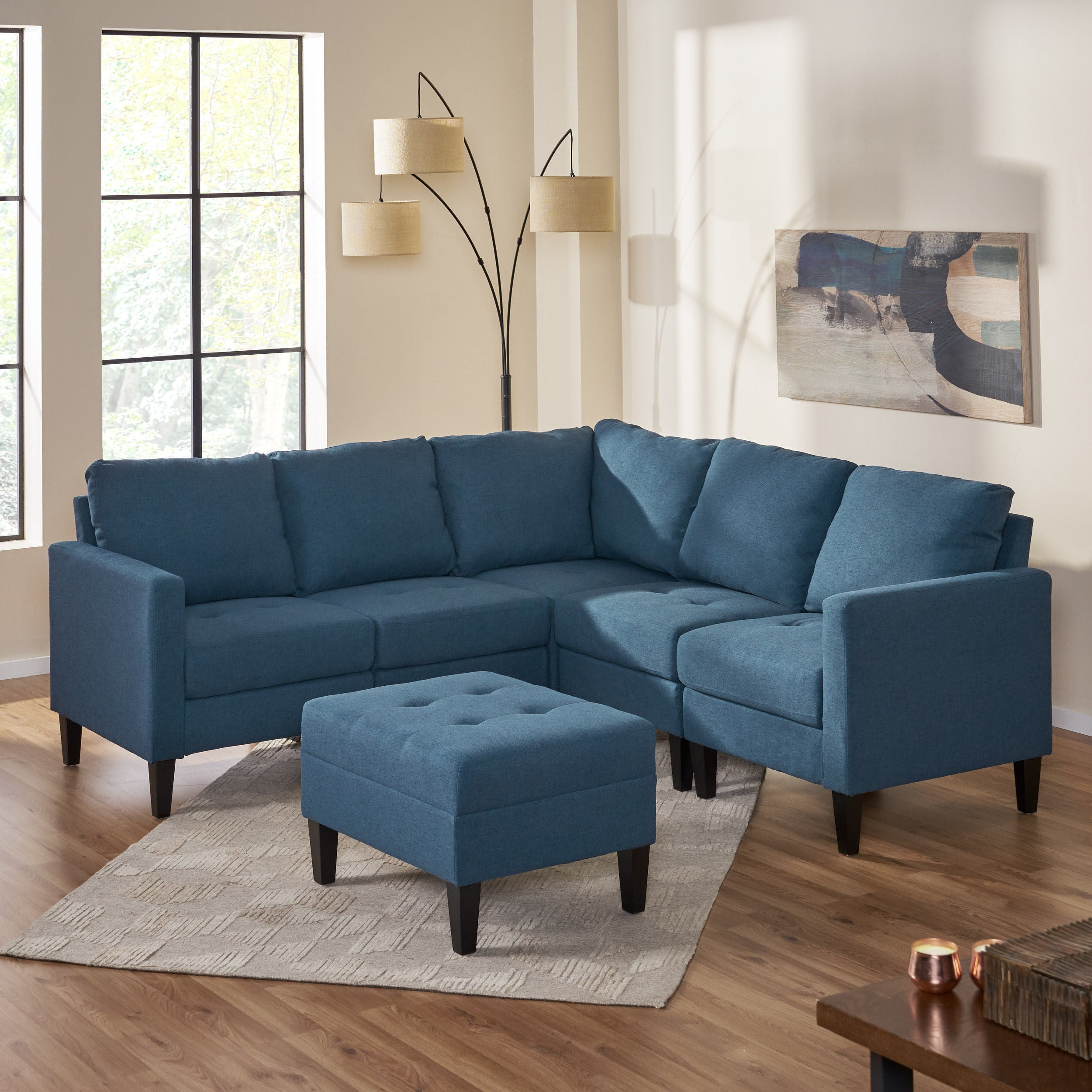 Bridger Fabric Sectional Couch with Ottoman